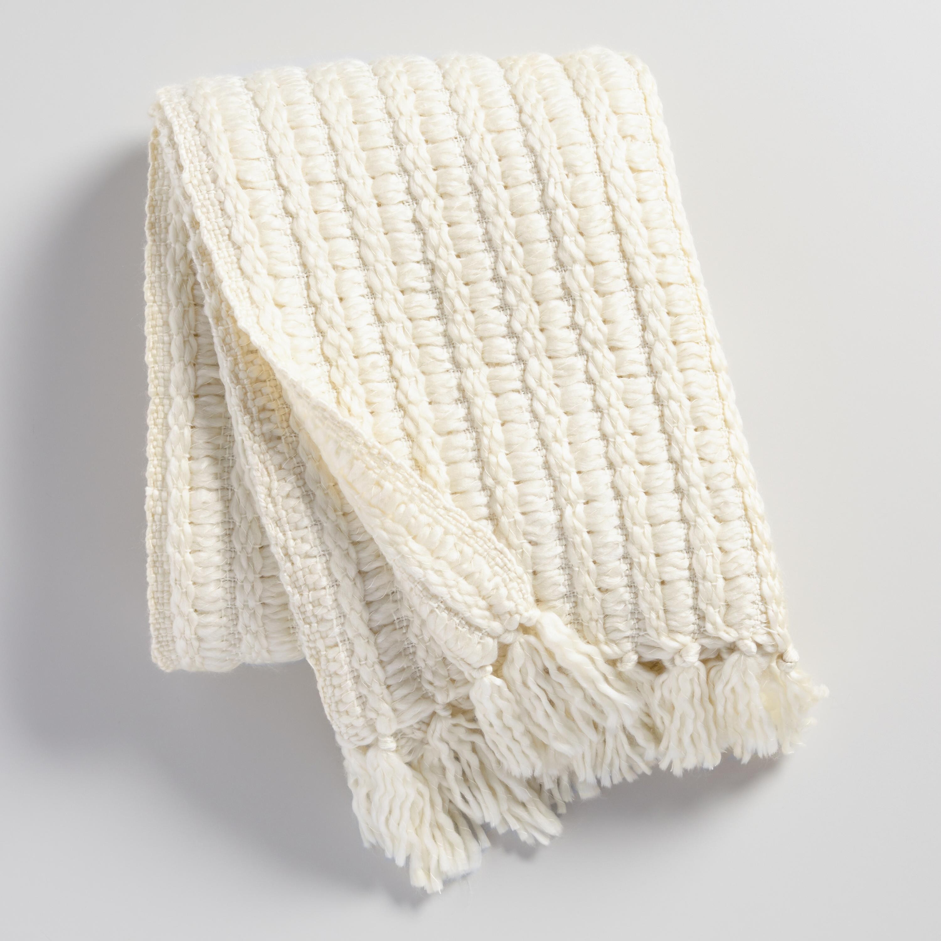 Ivory Chunky Woven Throw | World Market