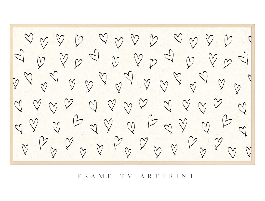 Samsung Frame TV art, "Valentines Monochrome Hearts Doodle" | Valentines Day | Love | Neutral | F... | Etsy (US)