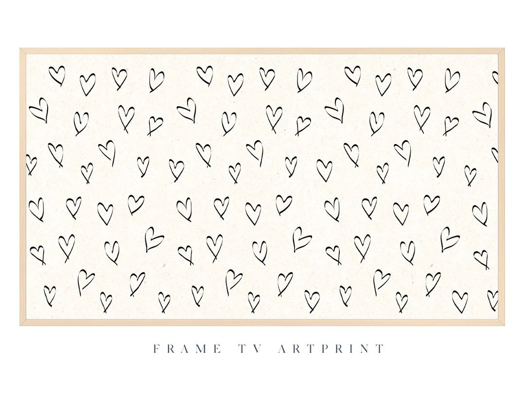 Samsung Frame TV art, "Valentines Monochrome Hearts Doodle" | Valentines Day | Love | Neutral | F... | Etsy (US)