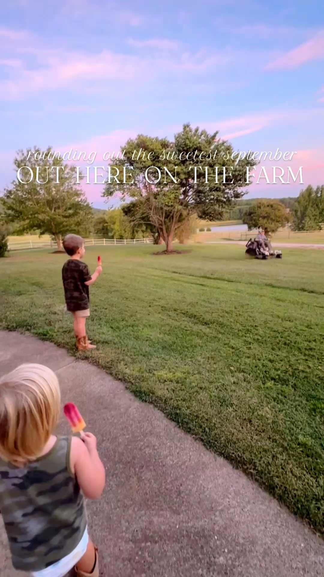 Just one of those nights where I am just like…. pinch me!! 🥹🌅 What in the world… thank you, Jesus, for this beautiful LIFE out on a farm 🌳 way out in the country with all my boys 👶🏼🩵 - just like I always dreamed of!!!!!! 🥰🚜🌾🧺🫶🏽🤩🎉 #livingourdream #godstory #thisisit #lifeonthefarm 

And I’ll never get over all the deer 🦌 we constantly see out in our pasture!!!! 🌾 This precious view of my babies 👶🏼 (in their whittle cowboy boots 🥾 and camo 🤠 hehe 🤭) running out to watch them is just the sweetest thing ever!!! 💫

And long live the days of brother racing up and down our long gravel driveway 🛻 (& chasin’ daddy on the lawnmower 🤭🌾) at sunset 🌄 and back up to our barn 🤠 - these 👏🏽 are 👏🏽 the 👏🏽 days!!! 🧺🍂🌼

PS. Watch til’ the very end 💫 to see my new favorite 🤩 video 🎥 of Levi Rhett 🤭 and that whittle belly and giggle 🥰 - my whole heart!!!!! 🤎