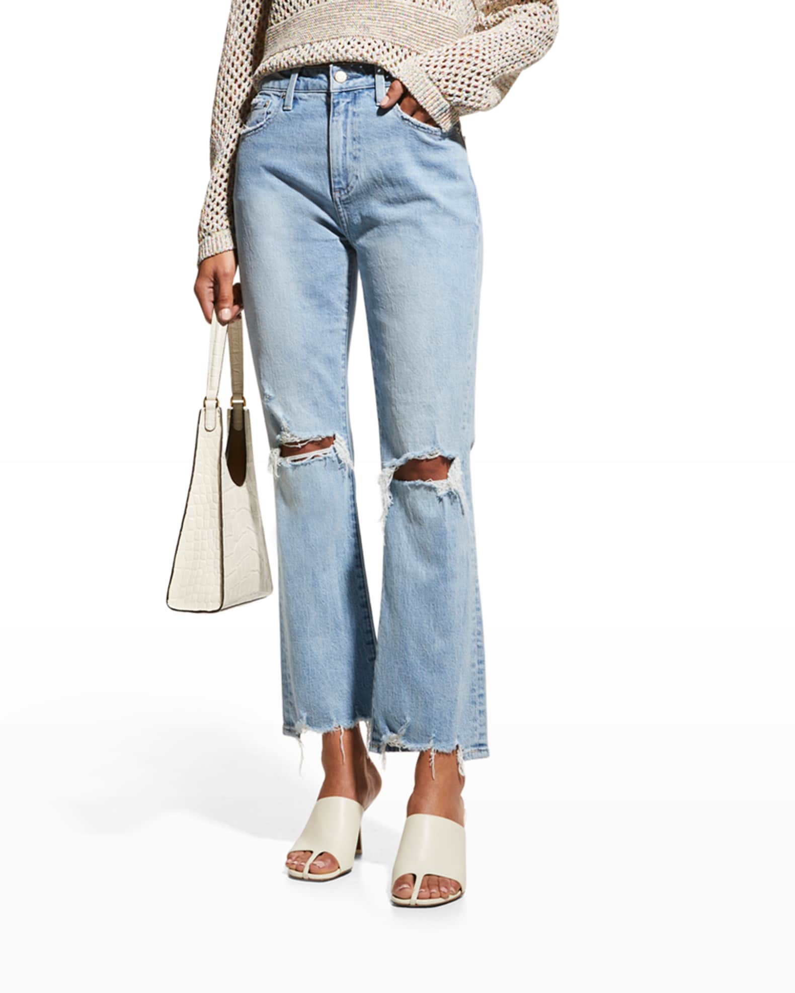 PISTOLA Lennon Distressed Cropped Bootcut Jeans | Neiman Marcus