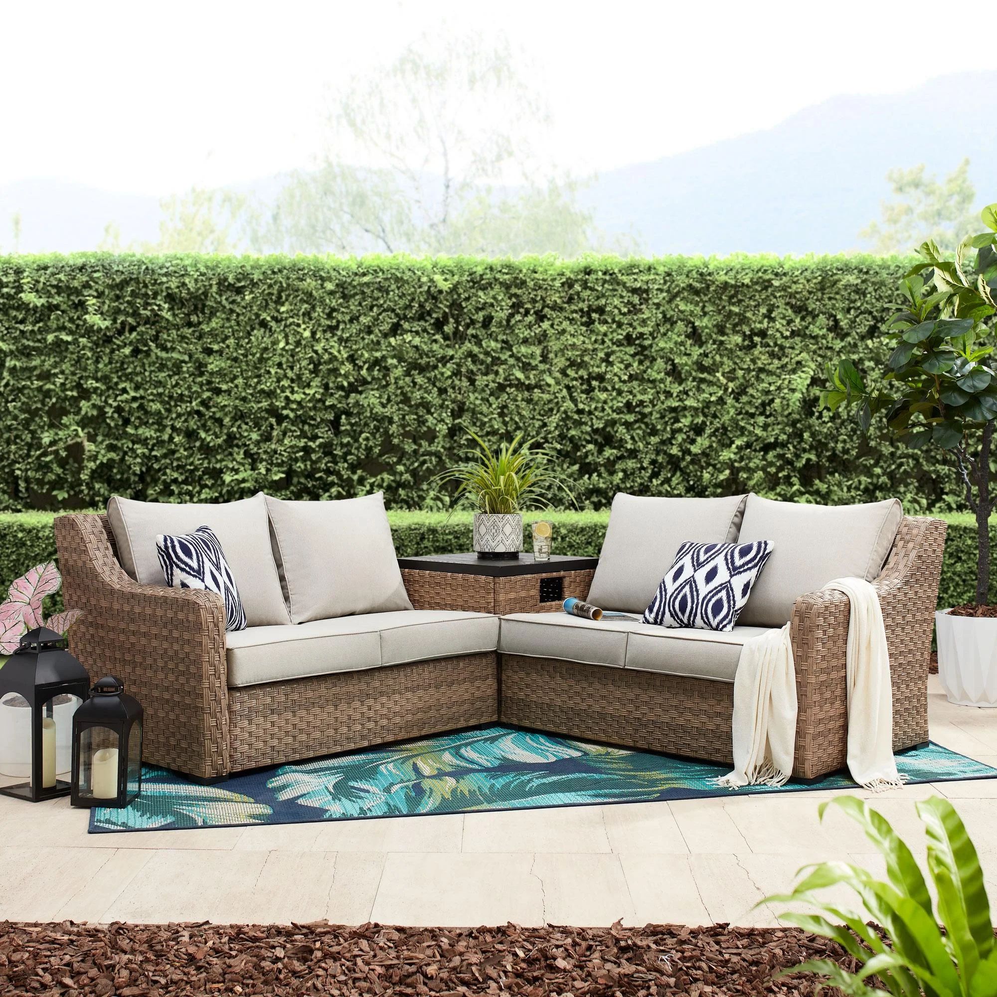 Better Homes & Gardens River Oaks 3-Piece Outdoor Sectional Set, Beige | Walmart (US)