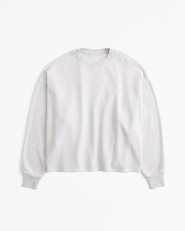 Long-Sleeve Microwaffle Oversized Crew Top | Abercrombie & Fitch (US)