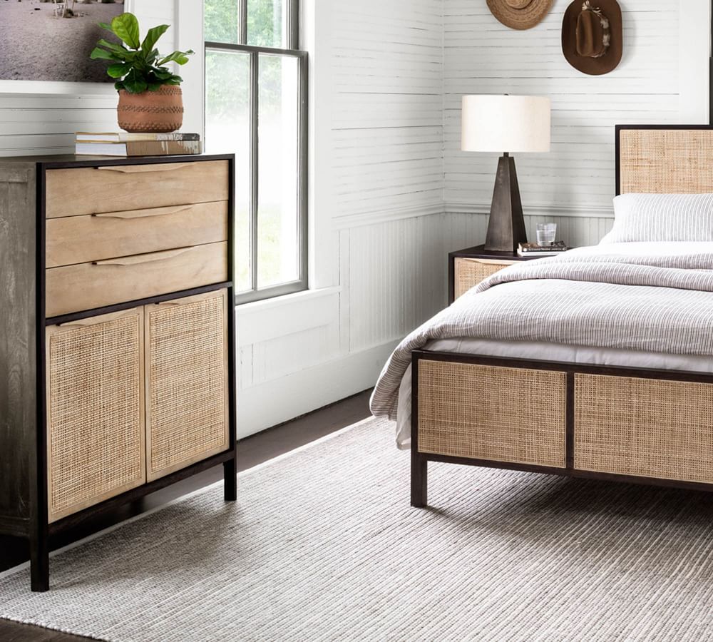 Dolores Cane 3-Drawer Tall Dresser | Pottery Barn (US)