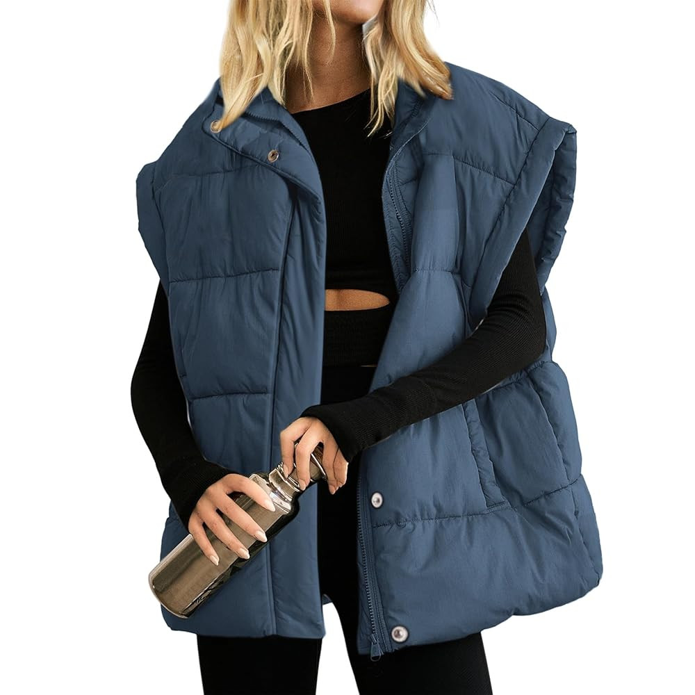 Ainangua Women's Puffer Vest Stand Collar Zipper Sleeveless Jackets Winter Lightweight Vests Warm... | Amazon (US)