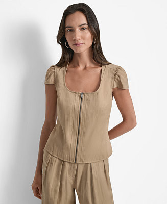 Women's Weathered Twill Square-Neck Top | Macy's
