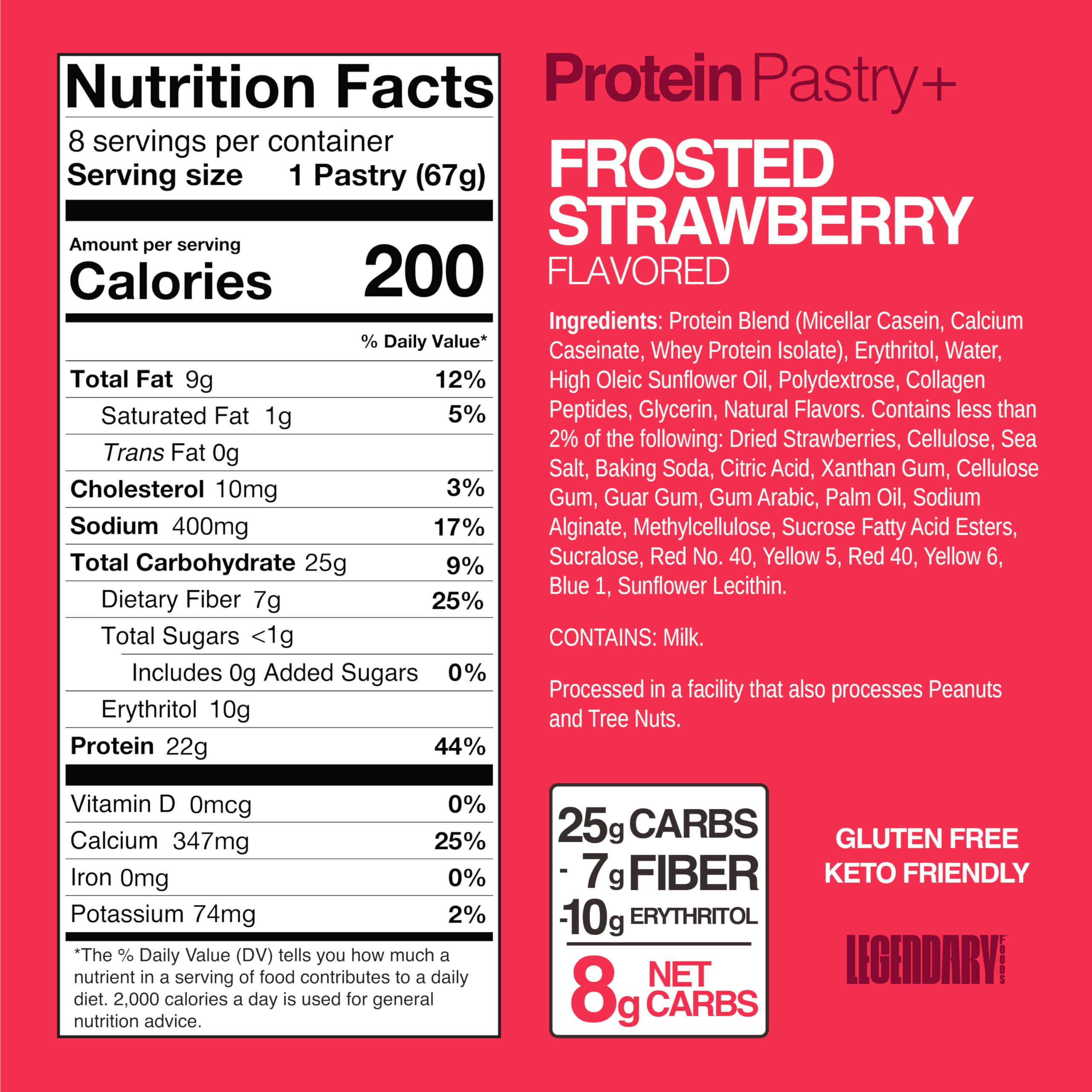 Legendary Foods 22g Protein Pastry+ Premium Low Carb Meal Replacement Bar - Low Glycemic, Gluten ... | Amazon (US)