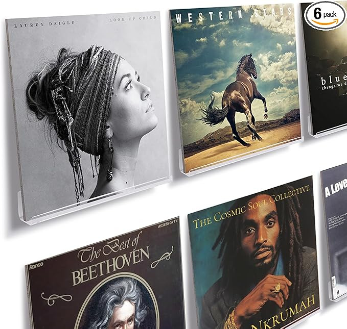 NIUBEE Clear Vinyl Record Shelf Wall Mount 6 Pack,Acrylic Album Record Holder Display Your Daily ... | Amazon (US)