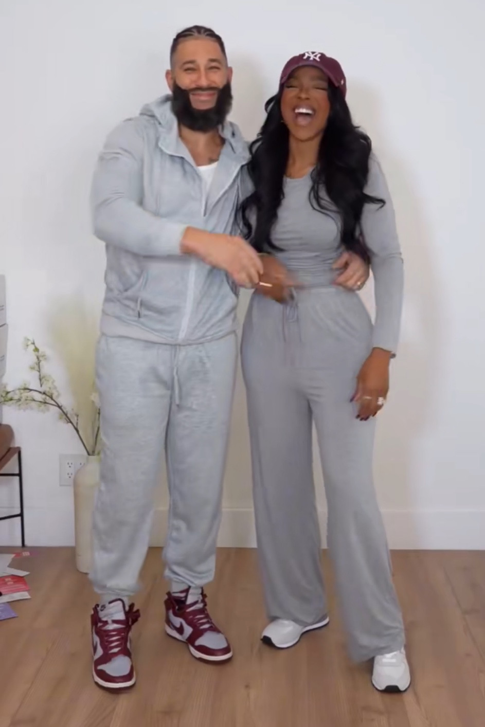Gray x Burgundy couples outfit 

|•Size small I’m 5’4 | 140lbs | 36D -27 -40  IG & YT: kirasfashionfinds TT: kiraabboud•|

#LTKStyleTip #LTKShoeCrush