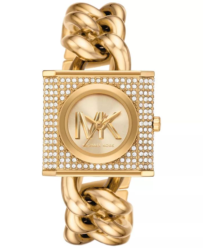 Women's Mk Chain Lock Quartz Three-Hand Gold-Tone Stainless Steel Watch 25mm | Macys (US)