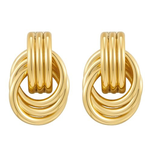 Sylph Gold Statement Earrings for Women: 18K Knot Earrings Golden Chunky Earrings - Chunky Gold Jewelry for Women - Classy Dangle Earring Trendy Jewelry Gift | Amazon (US)
