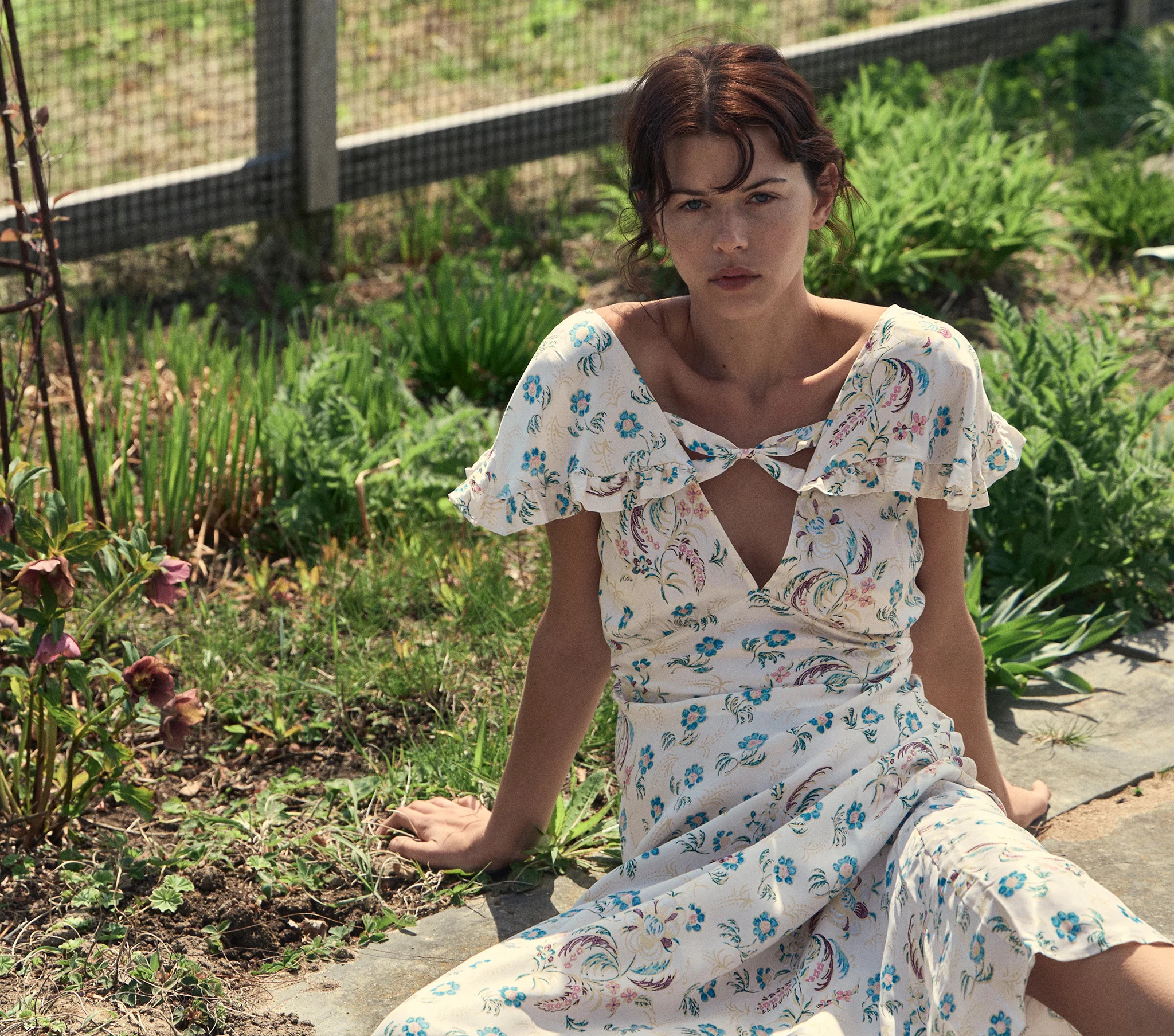 Eldora Dress - Ivory Hollyhock Hills | DÔEN | DOEN