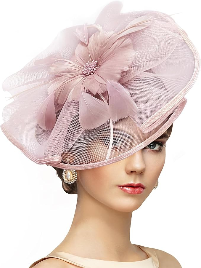 Vintage Tea Party Hat - 2026 Mesh Kentucky Fascinators Headband Flower Feather Derby Hats for Wom... | Amazon (US)