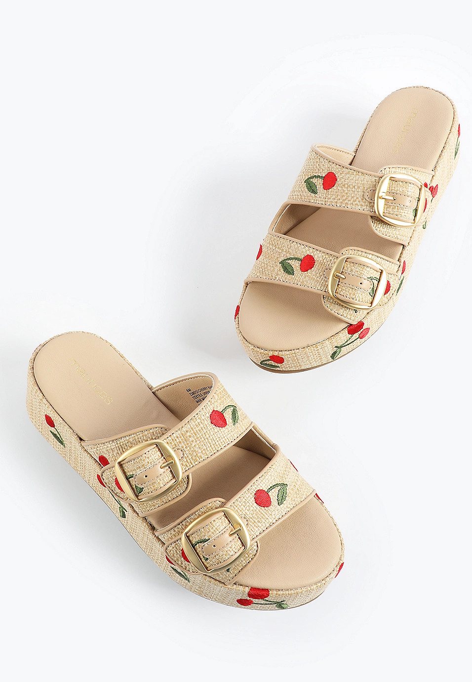 SuperCush Cherry Raffia Flatform Slide Sandal | Maurices