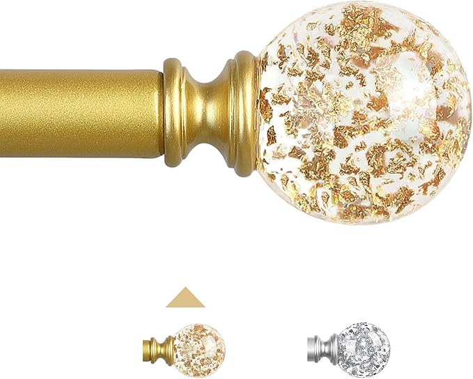 Gold Decorative Crystal Curtain Rods:36-88 Inch Heavy Duty Adjustable Window Curtains Rods for Be... | Amazon (US)