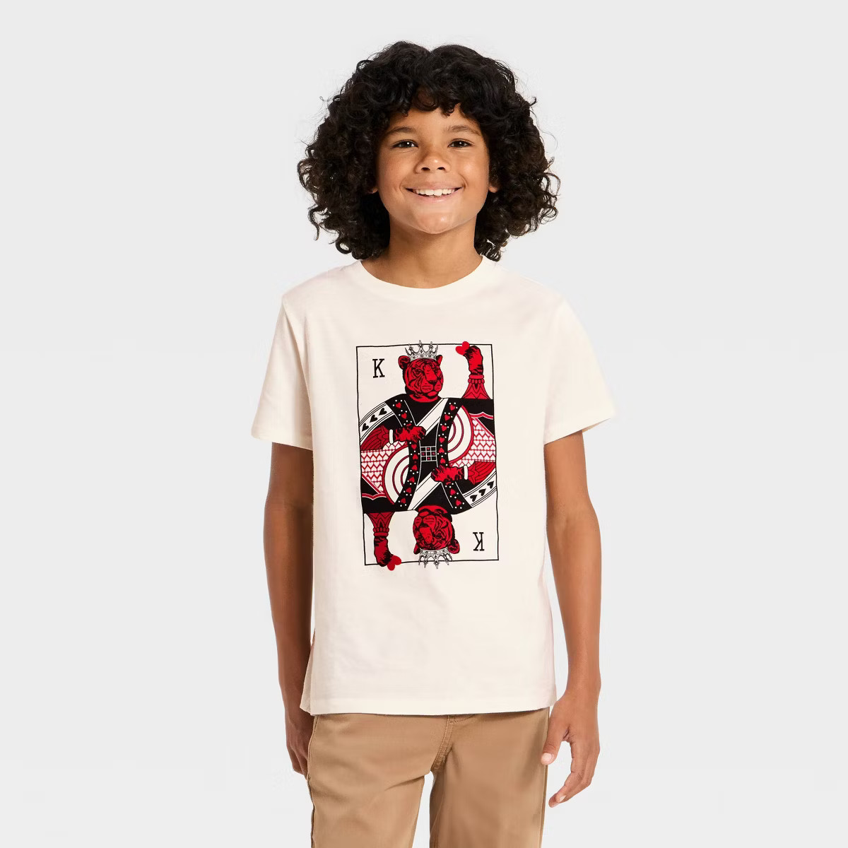 Boys' Valentine's Day Tiger Card Graphic T-Shirt - Cat & Jack™ Cream | Target