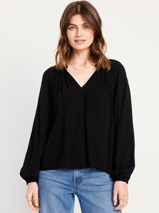 Ruffled Split-Neck Top | Old Navy (US)