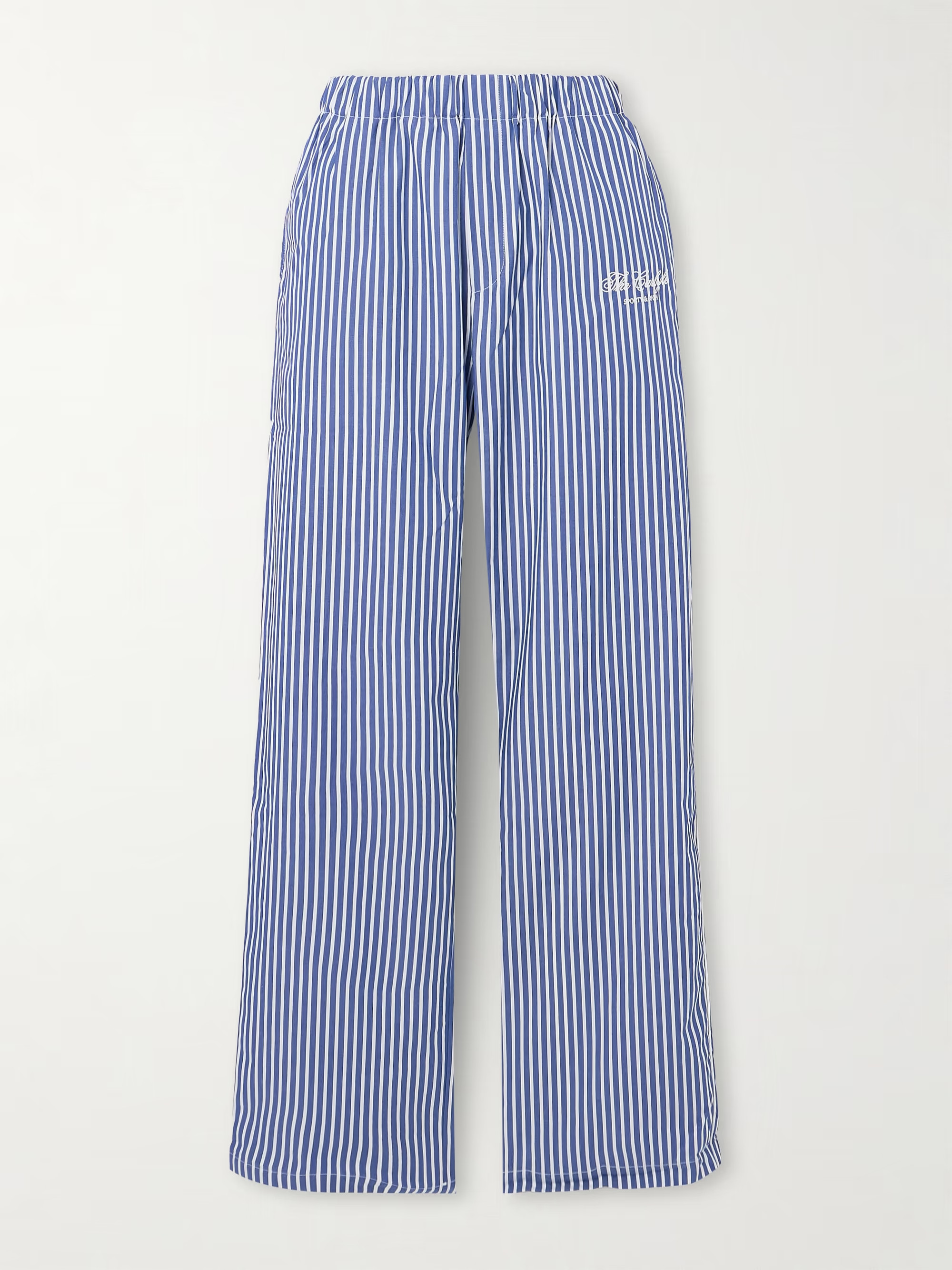 + The Carlyle embroidered striped cotton-poplin pajama pants | NET-A-PORTER (US)