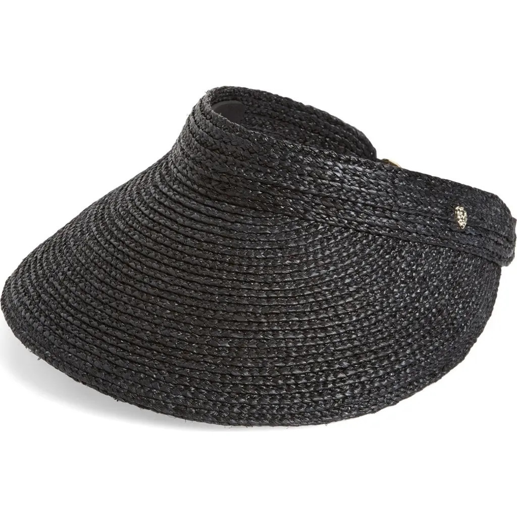 Helen Kaminski 'Kirsten' Packable Raffia Visor in Charcoal at Nordstrom | Nordstrom