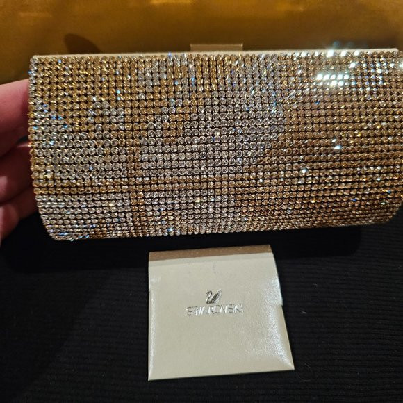 Swarovski Gold and Silver Crystal Clutch Bag-Swan Pattern-Mint | Poshmark