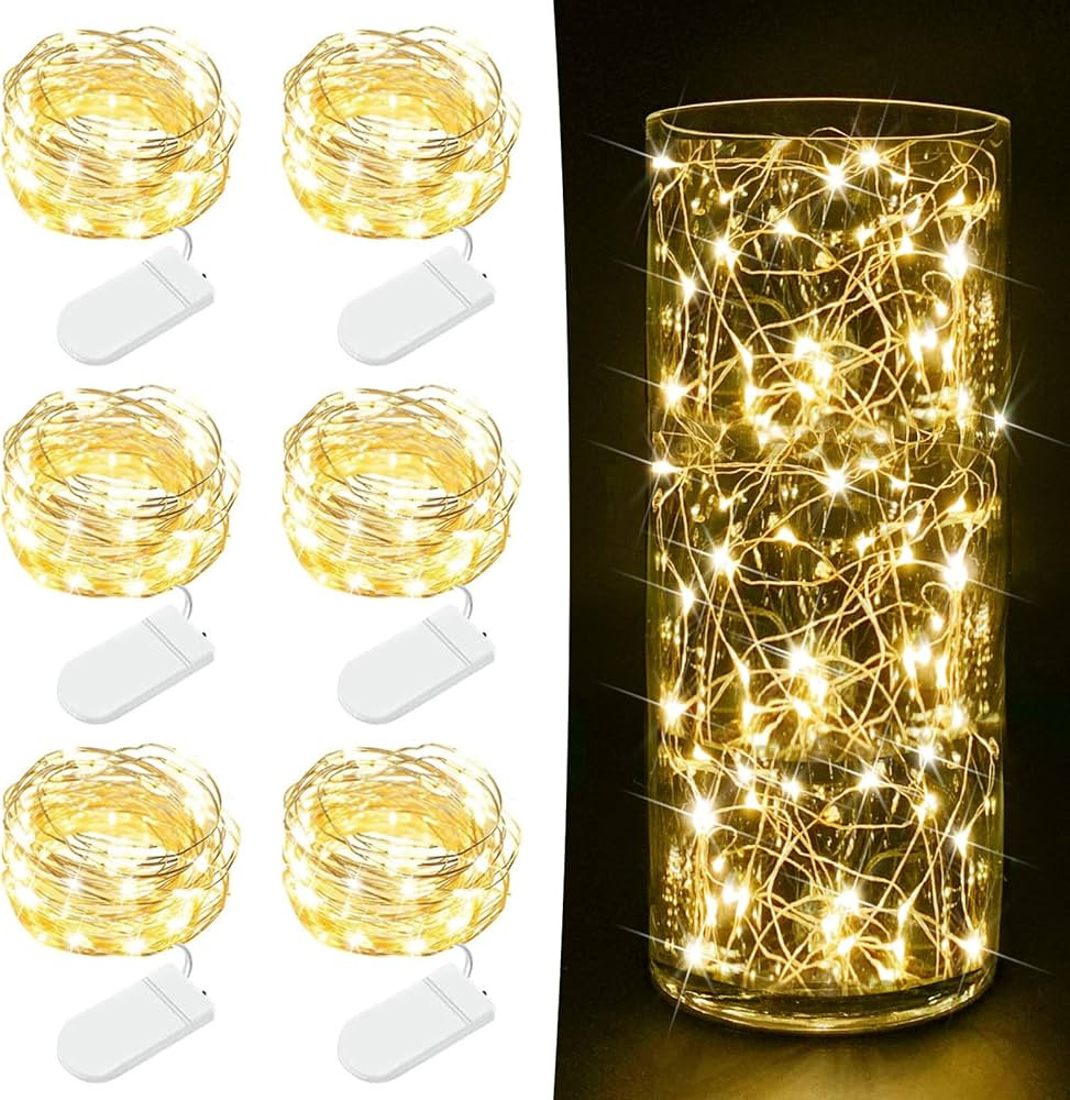 6 Pack Fairy Lights Battery Operated - 7ft 20 LED Twinkle Lights Copper Wire Mini String Lights F... | Amazon (US)