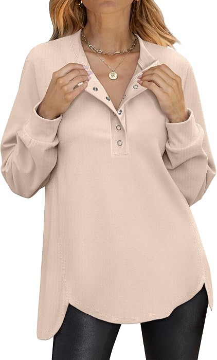 ANRABESS Sweatshirt for Women Oversized Henley Tunic Tops | Amazon (US)