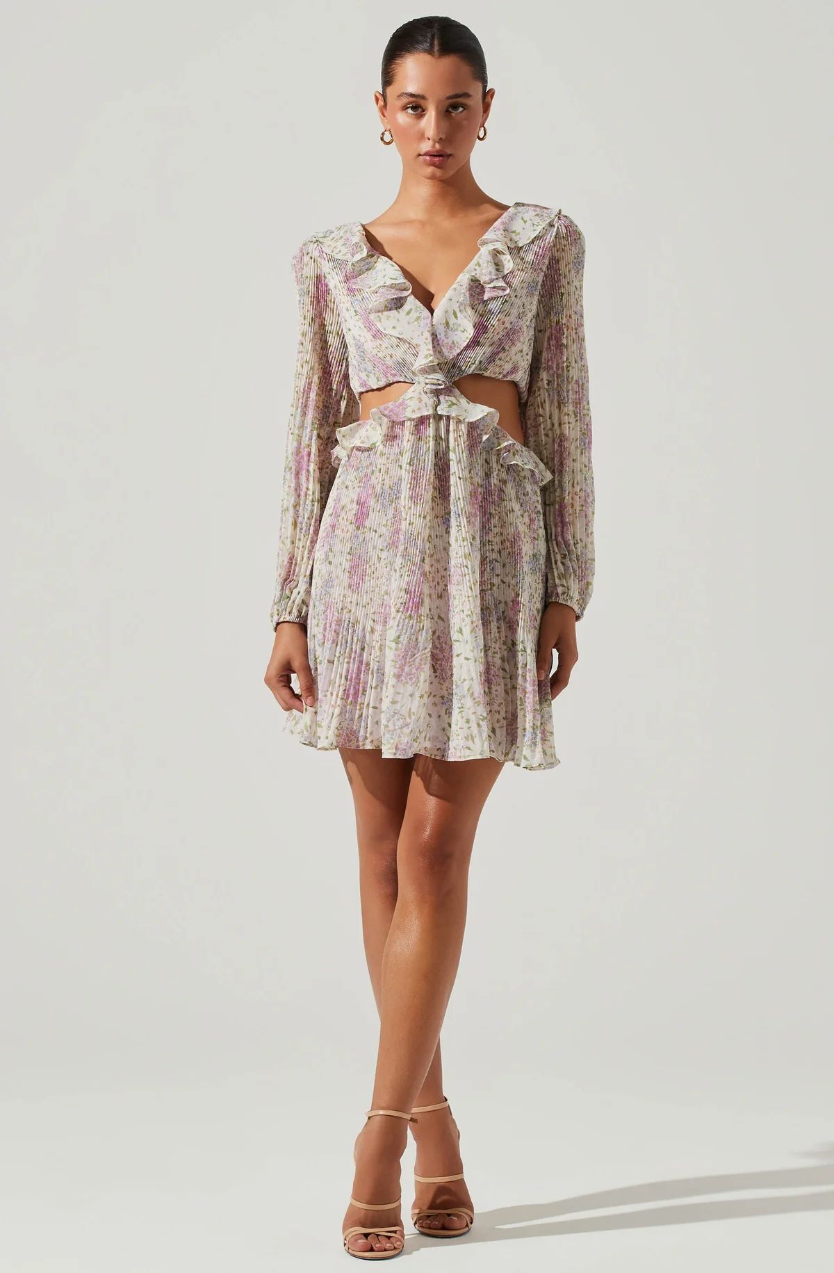 Marcy Floral Pleated Cutout Mini Dress | ASTR The Label (US)