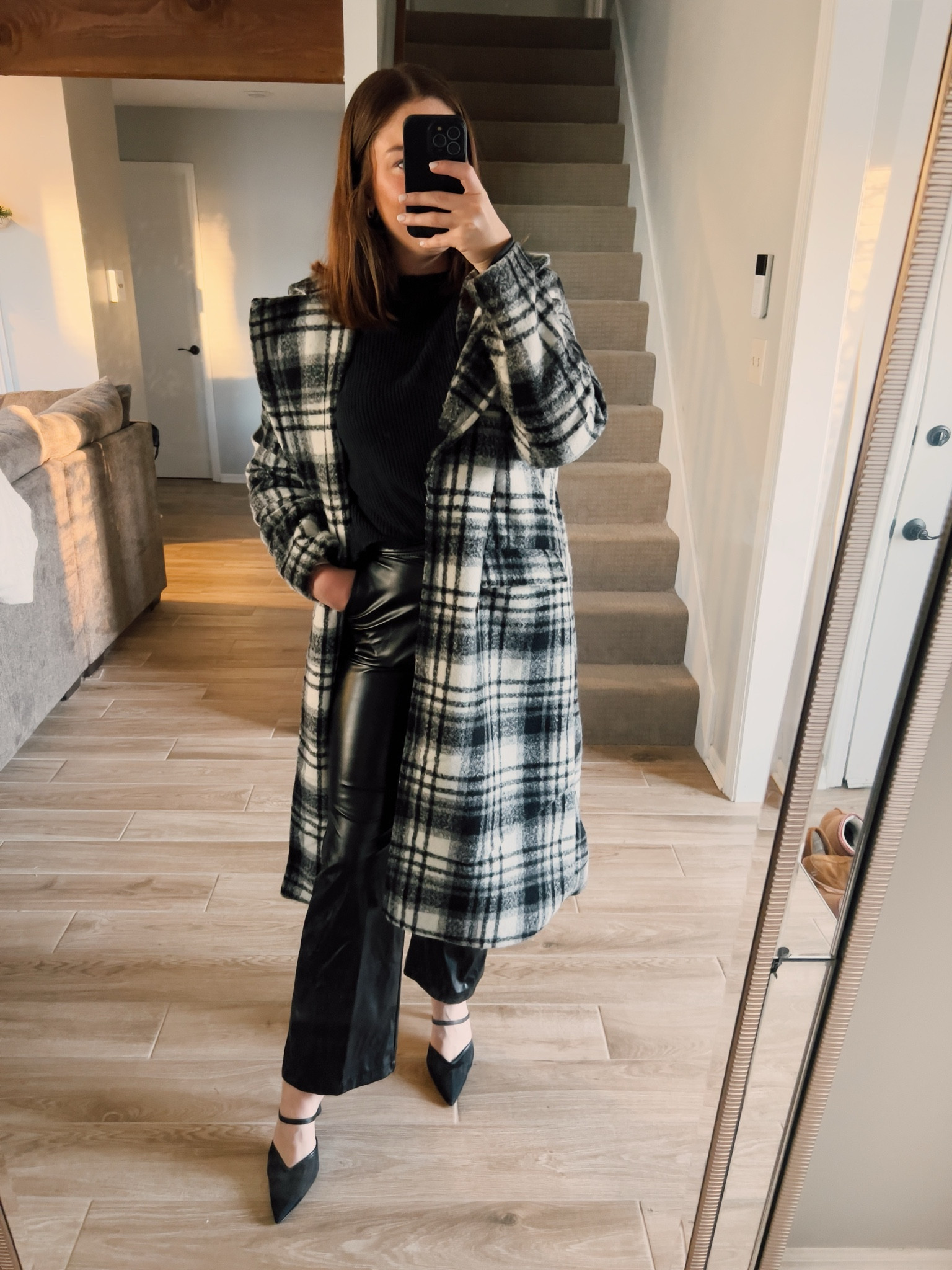 Winter weather OOTD! I’ve had this plaid winter trench coat for years and it continues to be a fave find because it’s so warm but still cute! #winteroutfit #trenchcoat #gno #datenightoutfit 

#LTKFindsUnder100 #LTKWorkwear #LTKSaleAlert