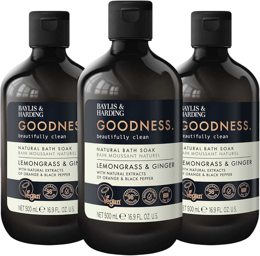 Baylis & Harding Goodness Lemongrass & Ginger Natural Bubble Bath 16.9 fl. oz (Pack of 3) - Biode... | Amazon (US)