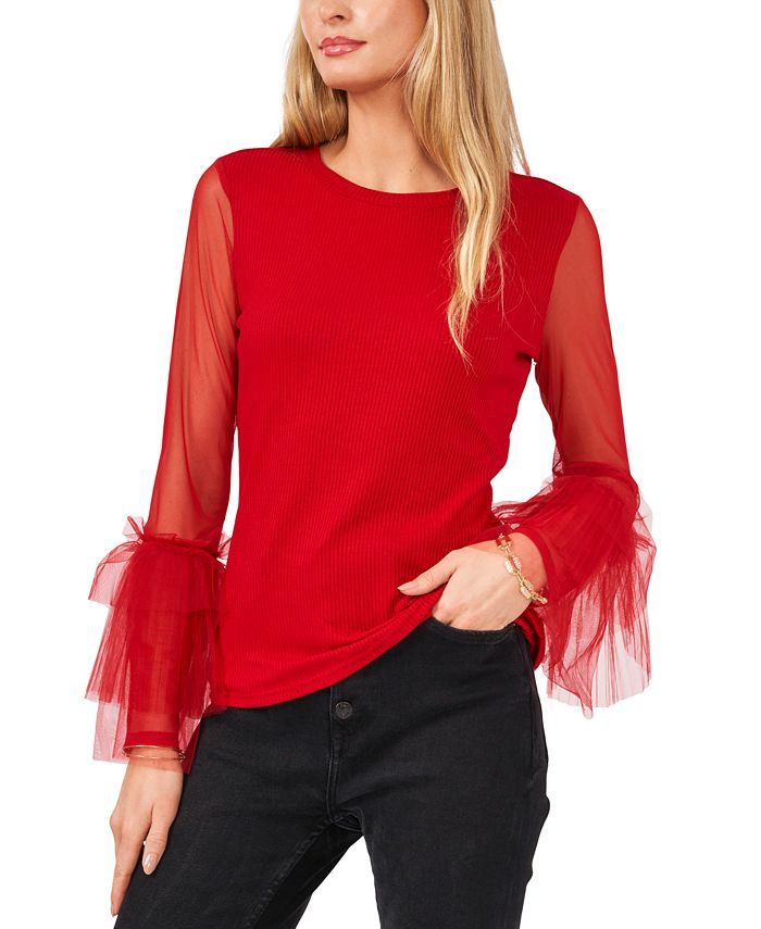 Vince Camuto Women's Mesh-Sleeve Sweater & Reviews - Sweaters - Women - Macy's | Macys (US)