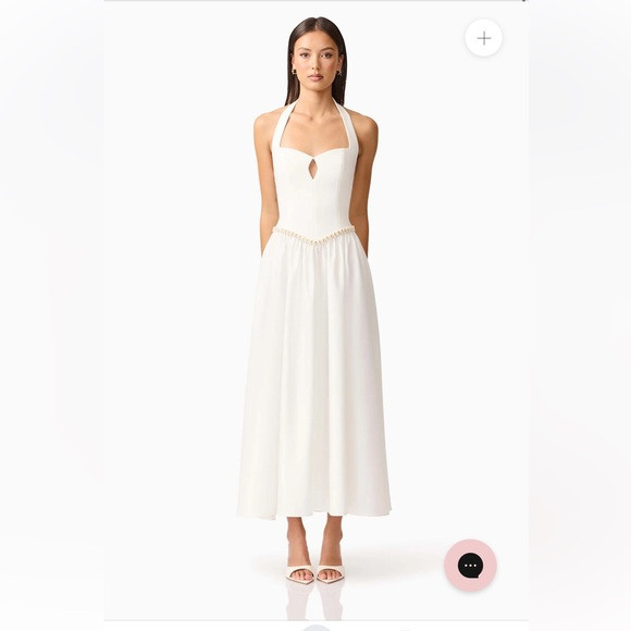 elliatt hester white hallter chain & pearl embellished bridal gown dress large | Poshmark