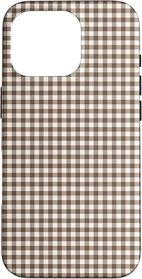 Dark Espresso Gingham Aesthetic Pattern Brown Checkered Case for iPhone 16 Pro | Amazon (US)