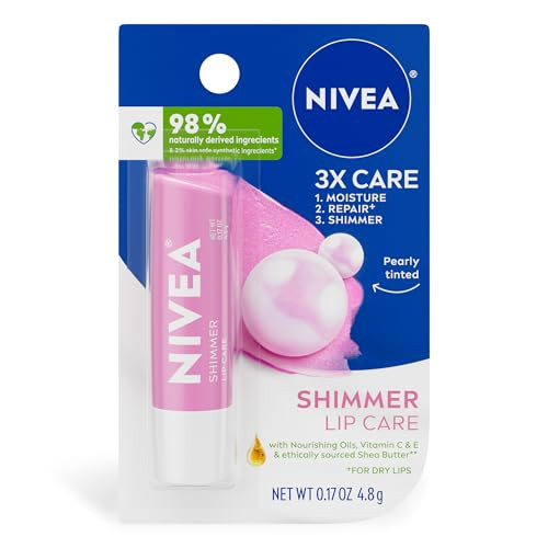 NIVEA Shimmer Lip Care, Shimmer Lip Balm with Shea Butter, Nourishing Oils and Vitamin C & E, 3-in-1 Moisture, Repair (for Dry Lips) and Shimmer, 0.17 Oz Stick | Amazon (US)