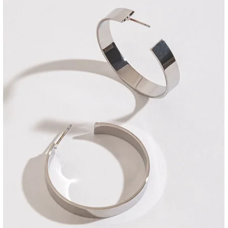 Women s Large Silver Flat Hoop Earrings by Howard s | Walmart (US)