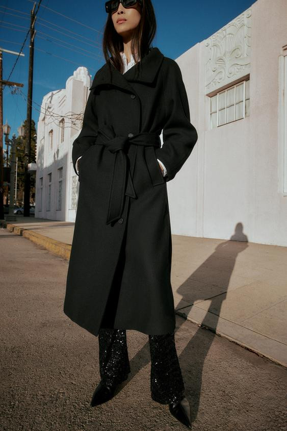 LONG WOOL COAT WITH HIGH NECK | Zara US