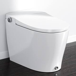 Elongated Smart Toilet Bidet in White with Auto Open, Auto Close, Auto Flush, Heated Seat and Remote | The Home Depot