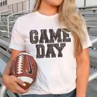 Leopard Print Game Day Tshirt, Cute Football Shirt For Women, Hand Bleached Mom | Etsy (US)