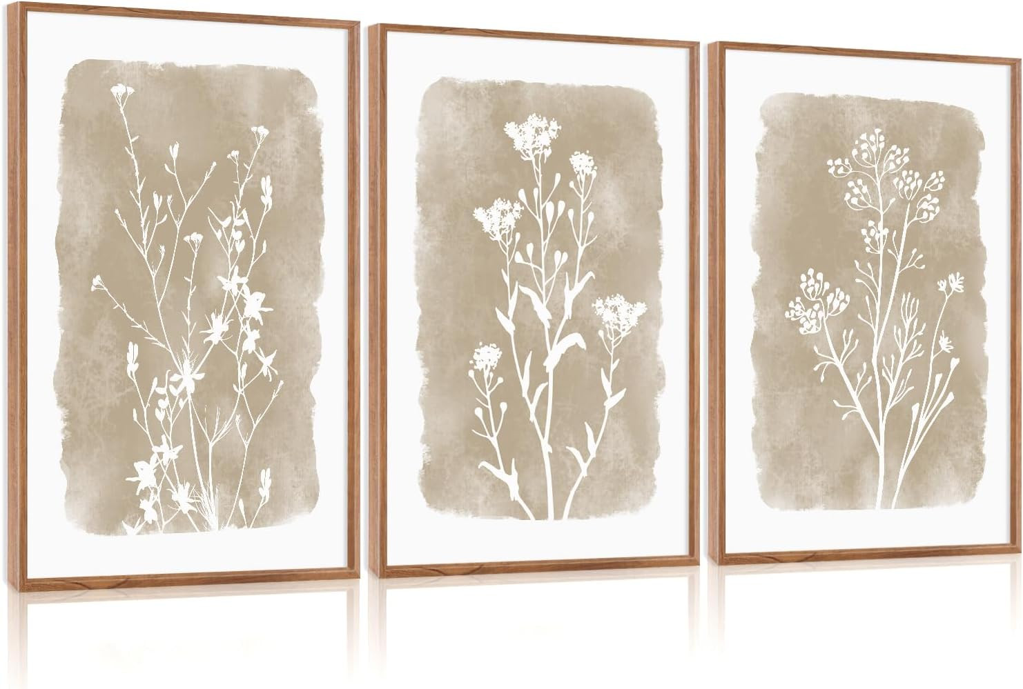 CHDITB Neutral Botanical Wall Art,Large Frame Farmhouse Begie Flower Decor | Amazon (US)