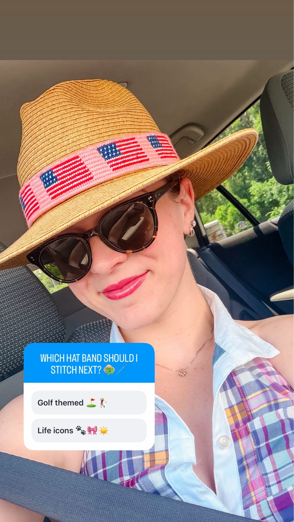 Help!!! I’m working on needlepointing a new hat band, but don’t know which I should stitch next!! What do you think? Poll on my insta story @_vevh_ ☺️☺️☺️

#LTKootd