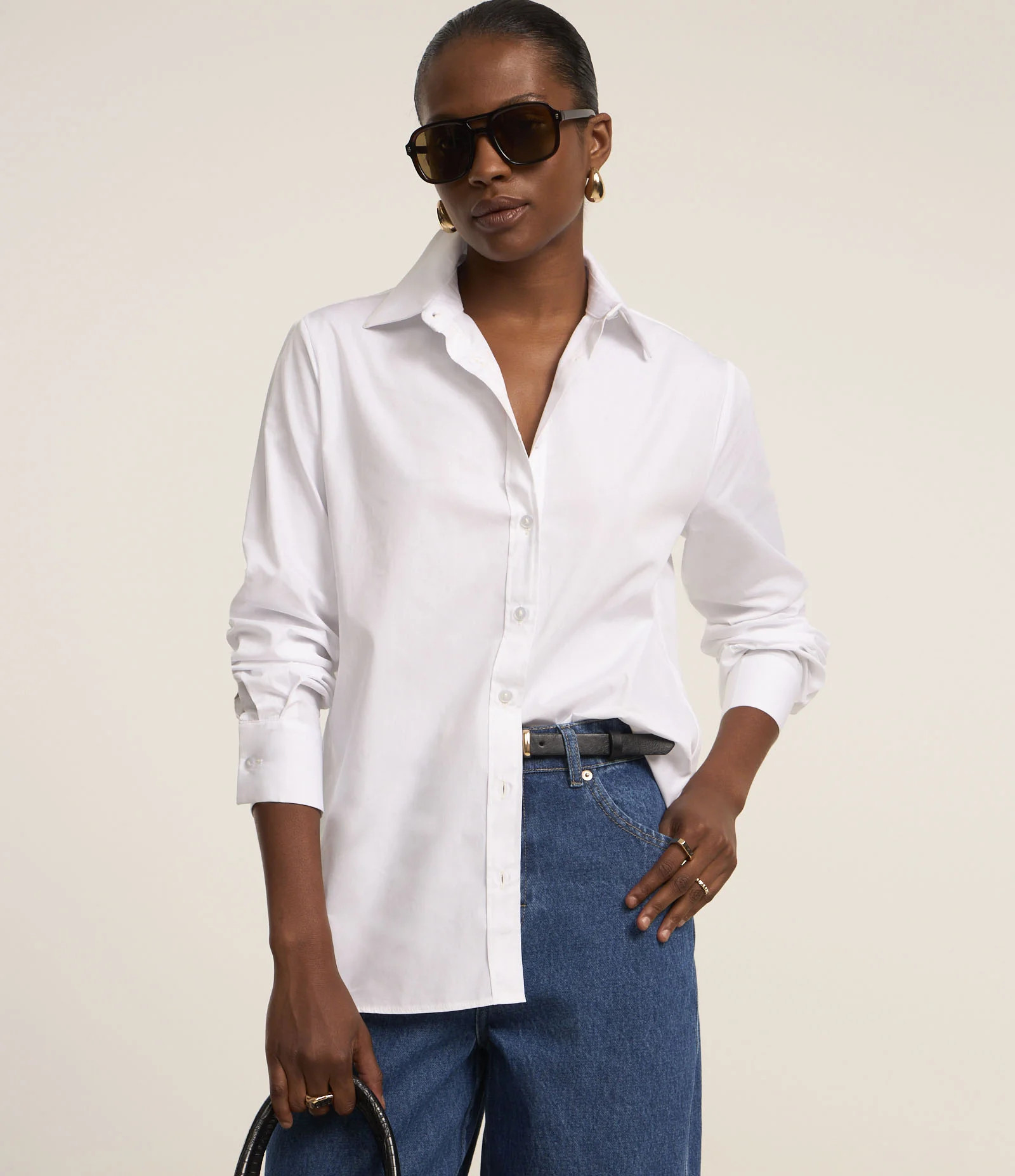 Camisa em Tricoline com Abotoamento e Punho Largo Branco Neve - Lojas Renner | Renner (BR)