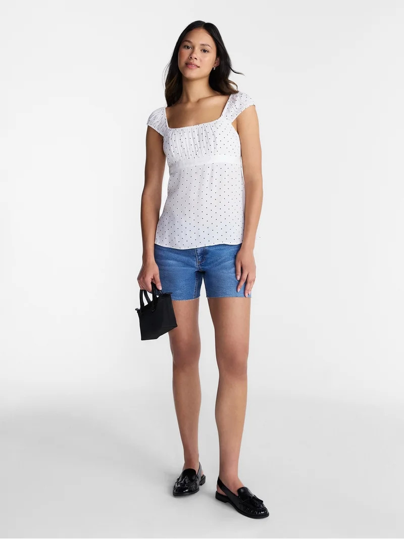 No Boundaries Babydoll Top with Satin Trim, Women\u2019s XXS-XXL | Walmart (US)
