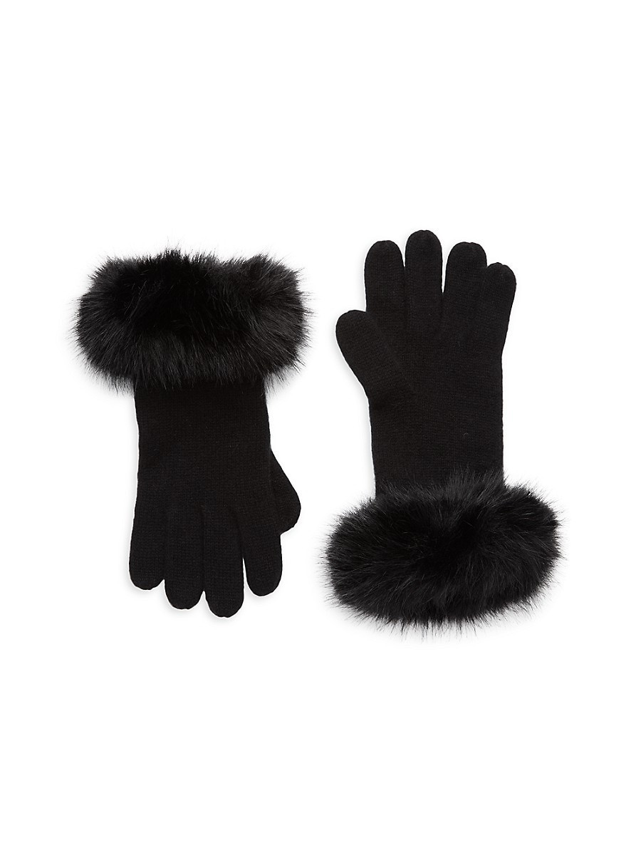 Saks Fifth Avenue Women's Faux Fur Trim Cashmere Gloves - Black | Saks Fifth Avenue OFF 5TH