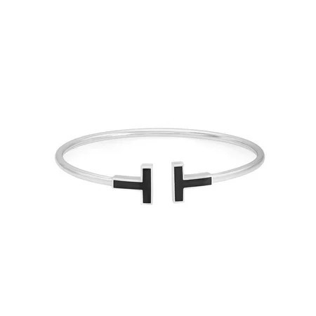 Tiffany & Co. T Black Onyx Wire Bracelet 18K White Gold Size Small | Walmart (US)