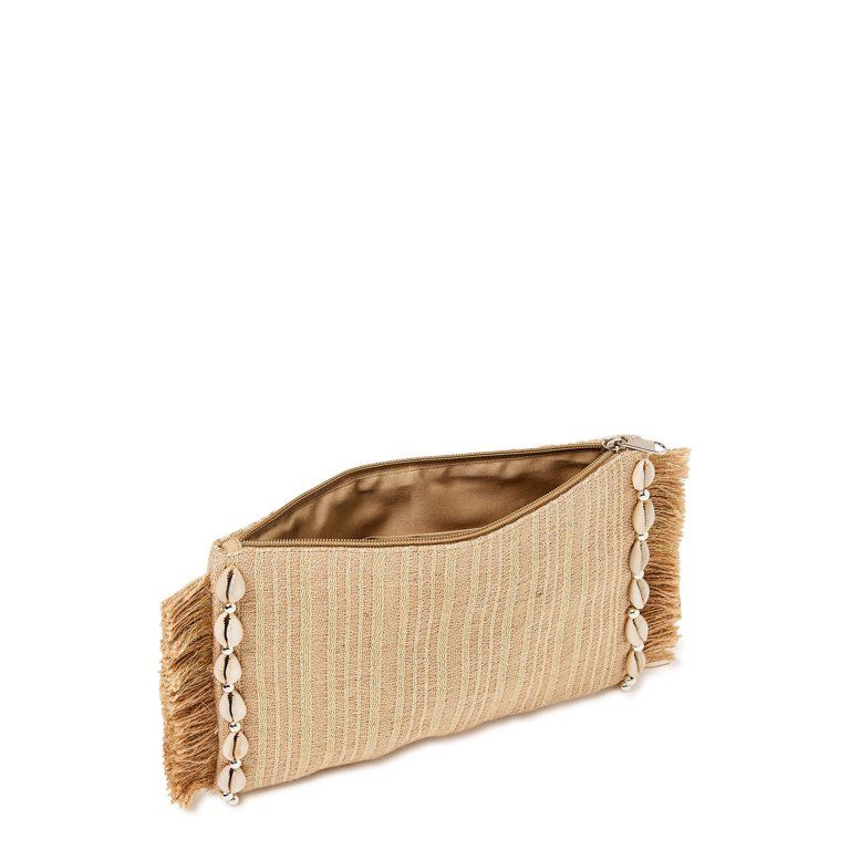 Magid Women’s Striped Metallic Clutch with Seashells and Frayed Edge Trim | Walmart (US)