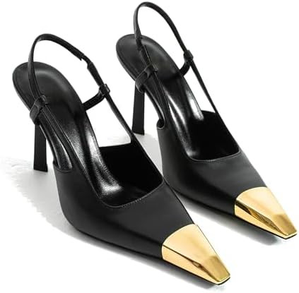 MeiLuSi Slingback Heels for Women IN3 Kitten Heels Metal Pointed Toe Pumps Backless Heels Slip on... | Amazon (US)