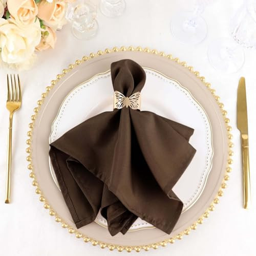 Efavormart Cloth Napkins Set of 10, 17x17 Inch Chocolate Seamless Dinner Napkins, Washable Linen Table Napkin Cloth with Hemmed Edges for Weddings, Party and Banquet | Amazon (US)