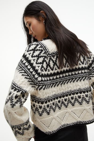 Jacquard-knit Sweater - Cream/black - Ladies | H&M US | H&M (US + CA)