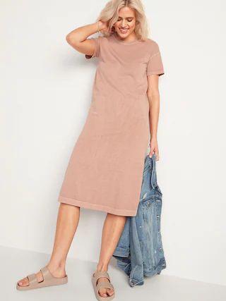 Vintage Garment-Dyed Midi T-Shirt Dress for Women | Old Navy (US)