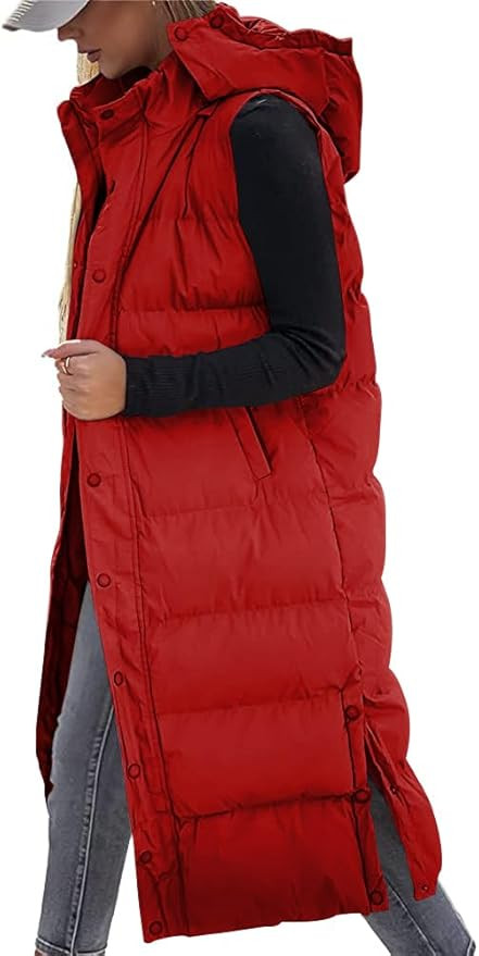 Grlasen Womens Long Puffer Vest Hooded Sleeveless Winter Coats Quilted Warm Zip Up Padded Outerwe... | Amazon (US)