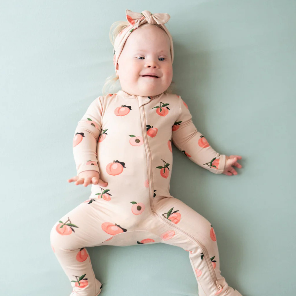Zippered Footie in Peach | Kyte Baby